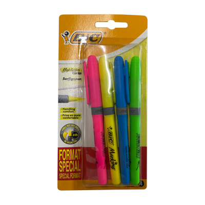 Bic Marking Highlighter Grip 4 Renk Fosforlu Kalem Seti - Bic Round