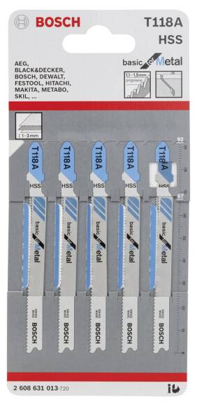 Bosch Ekonomik Seri Metal İçin T 118 A Dekupaj Testeresi Bıçağı - 5'Li Paket - 1