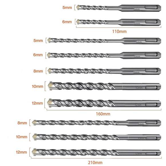 CAT DA03901 10 Parça Tungsten Karbür SDS-Plus Beton Matkap Uç Seti - 3