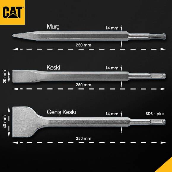 CAT DA03903 SDS Plus 3 Parça Profesyonel Murç/Keski Kırıcı Uç Seti - 3