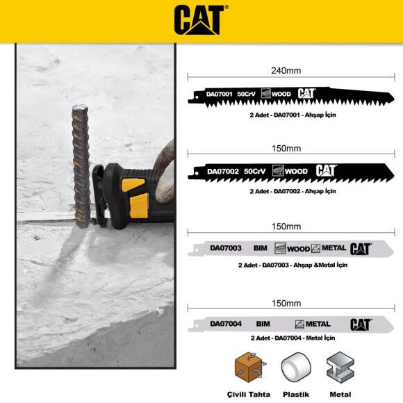 CAT DA07901 8 Parça Profesyonel Metal/Ahşap Kesme Tilki Kuyruğu Testere Ucu - 2