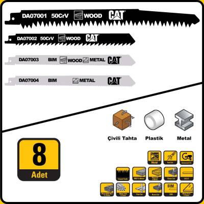 CAT DA07901 8 Parça Profesyonel Metal/Ahşap Kesme Tilki Kuyruğu Testere Ucu - 3