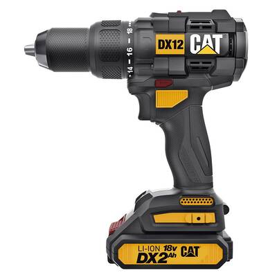 CAT DX12 18Volt/2.0Ah Li-ion Çift Akülü Kömürsüz Profesyonel Şarjlı Darbeli Matkap - Fırsat Ürünü (1)