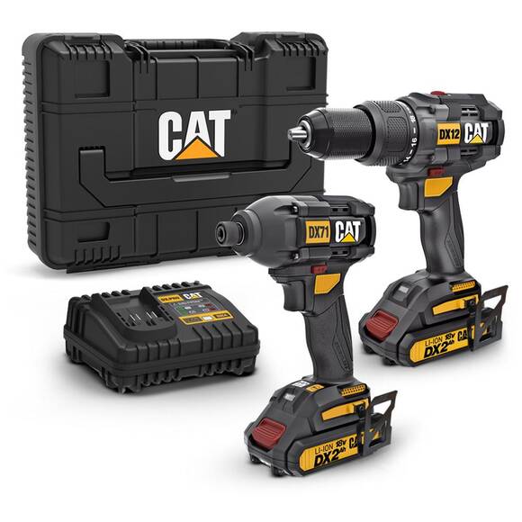 CAT DX12K 18Volt/2.0Ah Li-ion Çift Akülü Kömürsüz Profesyonel Darbeli Matkap+DX71 Kömürsüz Darbeli Tornavida Kombo Set - 1