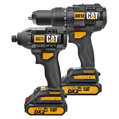 CAT DX12K 18Volt/2.0Ah Li-ion Çift Akülü Kömürsüz Profesyonel Darbeli Matkap+DX71 Kömürsüz Darbeli Tornavida Kombo Set - Fırsat Ürünü (1)