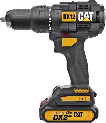 CAT DX12SET 18Volt/2.0Ah Li-ion Çift Akülü Kömürsüz Profesyonel Şarjlı Darbeli Matkap + DA01903 201 Parça Delme/Vidalama Uç Seti - 3