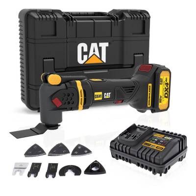 CAT DX41 18Volt/4.0Ah Li-ion Tek Akülü Kömürsüz Profesyonel Çok Amaçlı Devir Ayarlı Raspalama+14 Adet Aksesuar - Fırsat Ürünü