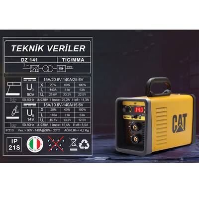 CAT DZ141 140 Amper TIG LIFT/MMA Çanta Tipi Profesyonel Dijital İnverter Kaynak Makinesi - 3