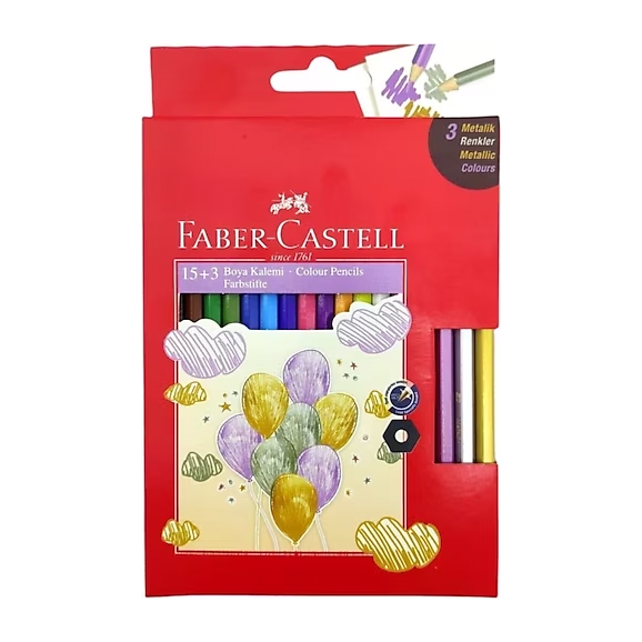 Faber Castell 15 + 3 Metalik Renk Boya Kalemi - 1