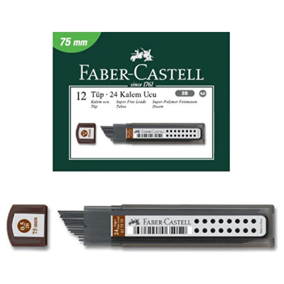 Faber Castell Super Fine 0.5 2B 75 mm 12'li Tüp Kalem Ucu - Faber Castell