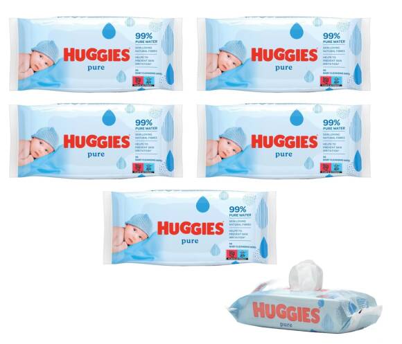 Huggies Pure Yenidoğan Hassas Islak Havlu 72 Yaprak 5'li Paket (432 Yaprak) - 1