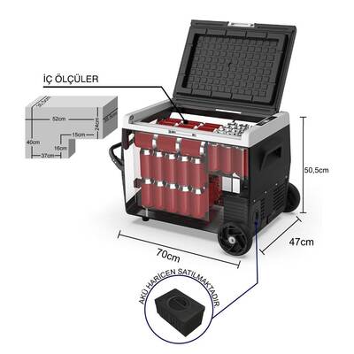 ICECO K65S 12/24Volt 65Lt Akülü/Kablolu/ Kompresörlü Tekerlekli Outdoor Oto Buzdolabı/Dondurucu (Akü Dahil Değildir) - 5