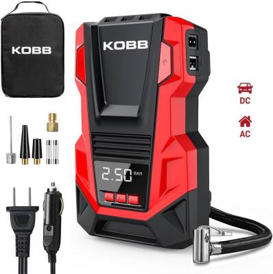 KOBB KB220 12Volt/220Volt 150 PSI Dijital Basınç Göstergeli Lastik Şişirme Pompası - Kobb