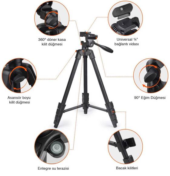 KOBB KBL16T 160CM Su Terazili Profesyonel Alüminyum Lazer Tripod - 6