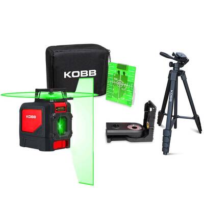 KOBB KBL30GTP 25 Metre Profesyonel Yatay 360° ve Dikey Otomatik Hizalamalı Yeşil Çapraz Çizgi Lazer Distomat + Tripod - Fırsat Ürünü