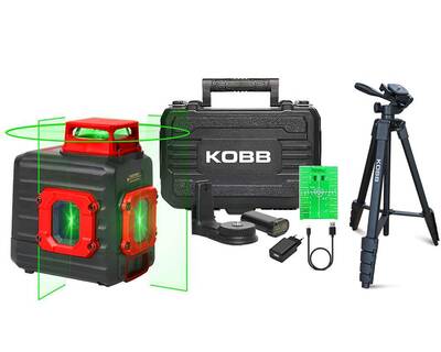 KOBB KBL33GTP 40M Profesyonel Li-ion Şarjlı 2x90⁰/360⁰ Otomatik Hizalamalı Yeşil Çapraz Çizgi Lazer Distomat+Tripod - Fırsat Ürünü (1)