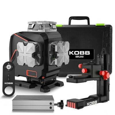 KOBB KBL36G Profesyonel Li-ion Şarjlı 4X360⁰ LCD Ekran Otomatik Hizalamalı Yeşil Çapraz Çizgi Lazer Distomat - Fırsat Ürünü (1)