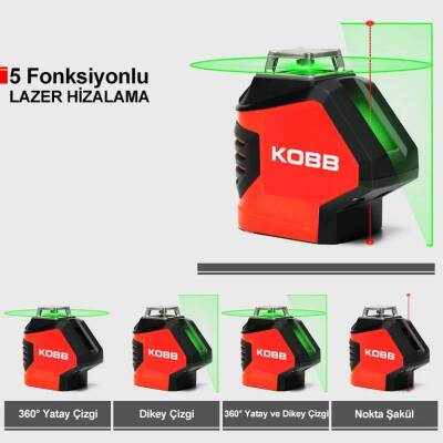 KOBB KBL88G 25M Profesyonel Yatay 360° ve Dikey Otomatik Hizalamalı Nokta Şakül ve Yeşil Çapraz Çizgi Lazer Distomat - Fırsat Ürünü (1)