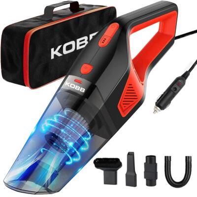 KOBB KBV12 12Volt/120Watt Araç Süpürgesi + 5 Parça Aksesuar Seti + Taşıma Çantası - Kobb