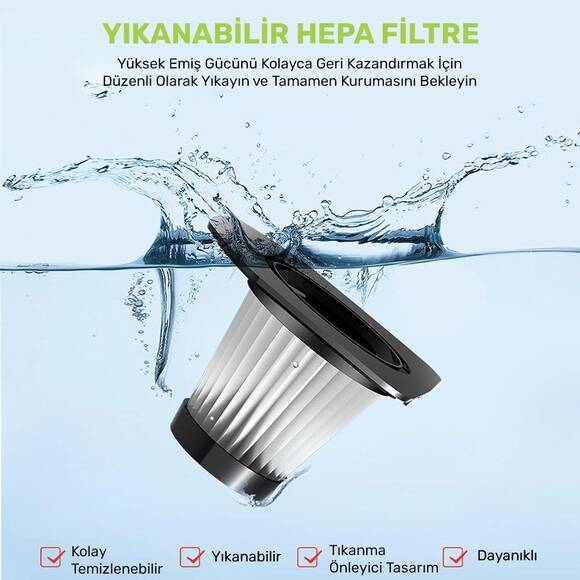 KOBB KBV12F 12V Araç Süpürgesi İçin Yedek HEPA Filtre - 5