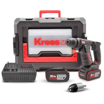 Kress KUC50.2 20Volt/4.0Ah. Li-ion Çift Akülü Kömürsüz 1.7J Profesyonel SDS-Plus Pnömatik Matkap + 10mm Mandren - Kress