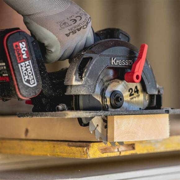 Kress KUE15 20Volt 4.0Ah. Li-ion 185MM Çift Akülü Kömürsüz Profesyonel Daire Testere - 4