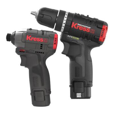 Kress KUG02 12Volt/2.0Ah. Li-ion Çift Akülü Kömürsüz Profesyonel Darbeli Matkap+Darbeli Tornavida Kombo Set - Fırsat Ürünü (1)