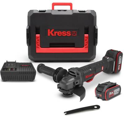 Kress KUH04 20Volt 4.0Ah. Li-ion Çift Akülü 125mm Kömürsüz Profesyonel Şarjlı Devir Ayarlı Avuç Taşlama - Kress