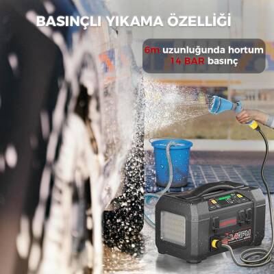 Lokithor AW401 12V 2500Amp Li-Polimer Akıllı Akü Takviye + Pompa + Basınçlı Yıkama + Powerbank + Led Lamba - 3