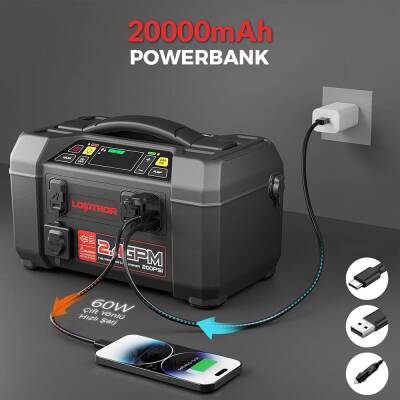 Lokithor AW401 12V 2500Amp Li-Polimer Akıllı Akü Takviye + Pompa + Basınçlı Yıkama + Powerbank + Led Lamba - 10