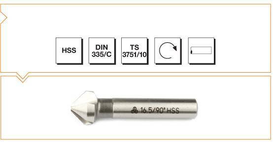 Makina Takım B00313122500 3 Ağızlı Silindirik Saplı Havşa Freze 25 mm - 90º - 1