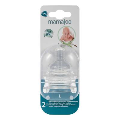 Mamajoo %0 BPA Silikon Biberon Emziği İkili L No.3 12 ay+ - Mamajoo