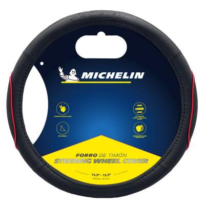 Michelin MC1003NR Premium Suni Deri Direksiyon Kılıfı KIRMIZI - Michelin