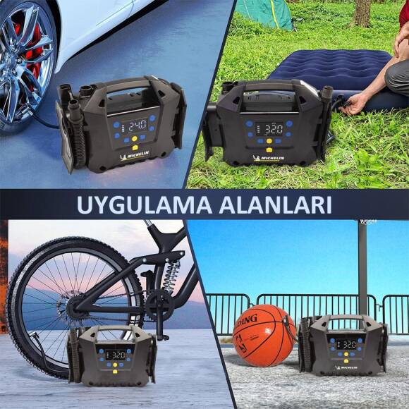 Michelin MC34259 11.1Volt/2.5Ah.120PSI Ayarlanabilir Dijital Basınç Göstergeli Şarjlı Lastik&Yatak Şişirme Pompası - 1