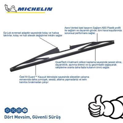 Michelin Rainforce™ MCR250 25CM 1 Adet Universal Telli Hibrit Arka Silecek - 4