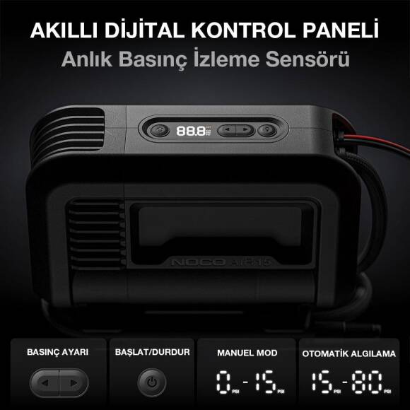 NOCO AIR15 12Volt 80 PSI Ayarlanabilir Dijital Basınç Göstergeli Profesyonel Lastik Şişirme Pompası - 6