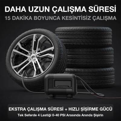 NOCO AIR20 12Volt Akü Bağlantı Maşalı 100 PSI Ayarlanabilir Dijital Basınç Göstergeli Profesyonel Lastik Şişirme Pompası - 4