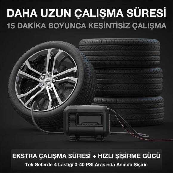 NOCO AIR20 12Volt Akü Bağlantı Maşalı 100 PSI Ayarlanabilir Dijital Basınç Göstergeli Profesyonel Lastik Şişirme Pompası - 4