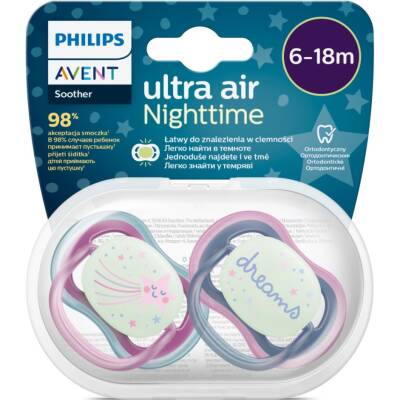 Philips Avent Ultra Air Night Karanlıkta Parlar Gece Emziği 6-18 ay Kız - AVENT (1)