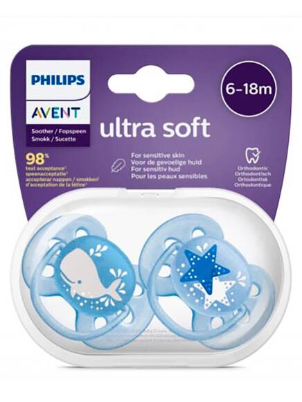 Philips Avent Ultra Soft Emzik 6-18 Ay 2li Erkek SCF223-03 - 2