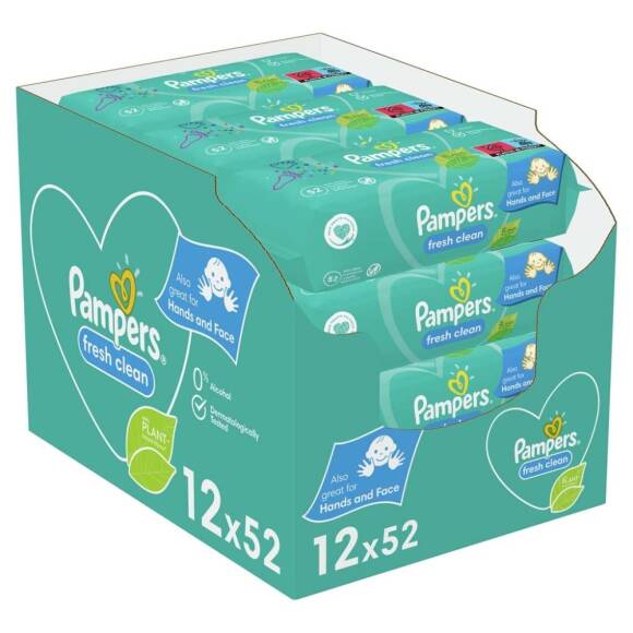 Prima Pampers Baby Yenidoğan Fresh Clean Islak Havlu 52x12 Adet (624 Yaprak) - 1