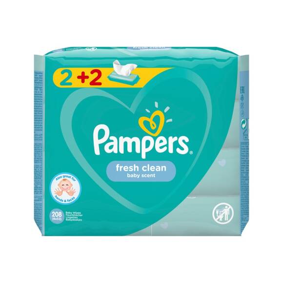 Prima Pampers Baby Yenidoğan Fresh Clean Islak Havlu 52x4 Adet (208 Yaprak) - 1