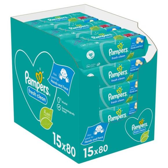 Prima Pampers Baby Yenidoğan Fresh Clean Islak Havlu 80x15 Adet (1200 Yaprak) - 1