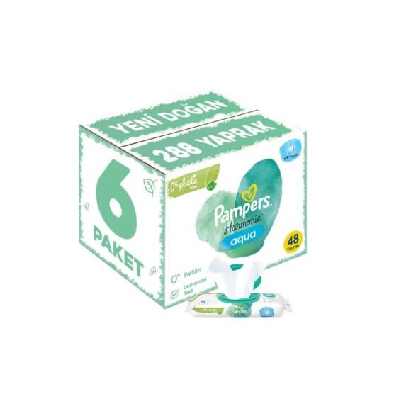 Prima Pampers Harmonie Aqua Yenidoğan Islak Havlu 48x6 Adet (288 Yaprak) - 1