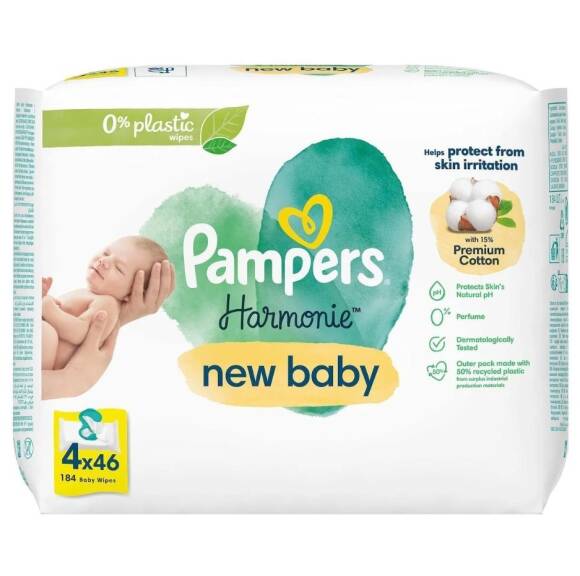 Prima Pampers Harmonie New Baby Yenidoğan Islak Havlu 4x46 Adet (184 Yaprak) - 1