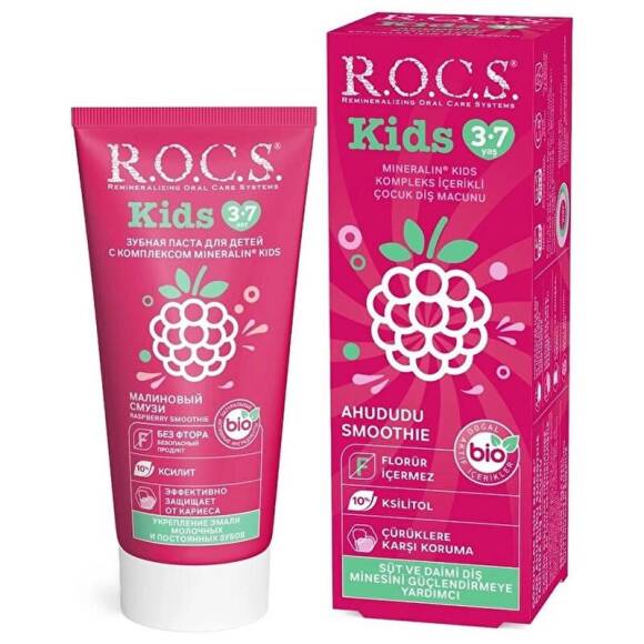 Rocs Junior Ahududu Smoothie 3-7 Yaş Florürsüz Diş Macunu 45 ml - 1