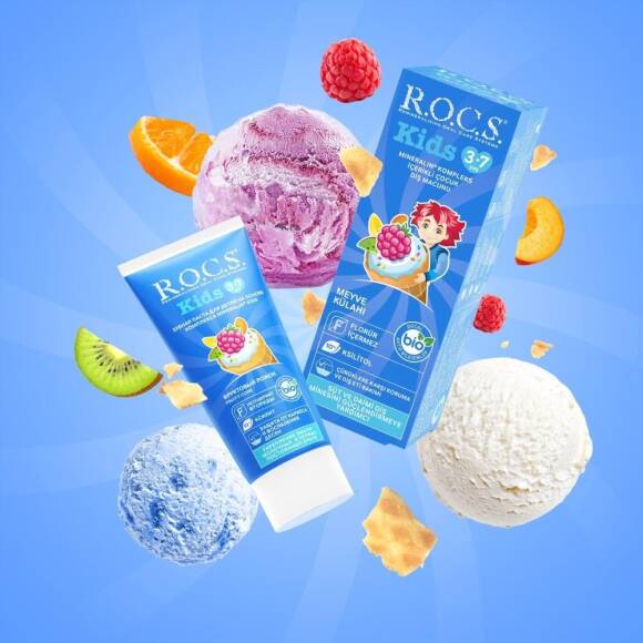 Rocs Kids Meyve Külahı Florürsüz Diş Macunu 45 ml - 2