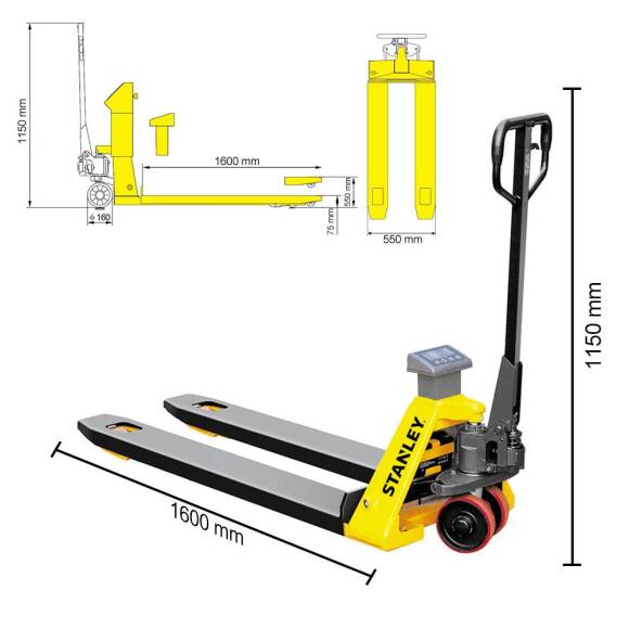 Stanley CPT20SCA 2 Ton Terazili Profesyonel Transpalet - 3