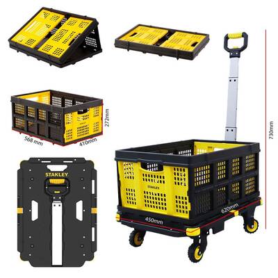 STANLEY PC532B 137kg 62x45cm Dört Tekerli Çekme Kollu Yük ve Paket Taşıma Arabası + FT505 Çok Amaçlı Taşıma Sepeti - Fırsat Ürünü (1)