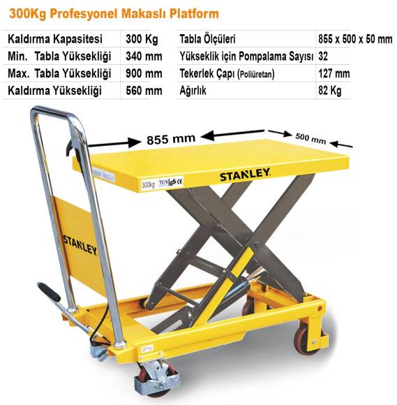 Stanley X300 300Kg Profesyonel Makaslı Platform - 7